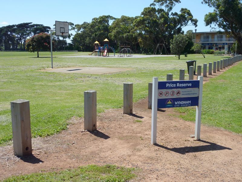 Werribee - Price Reserve, corner Beach Road and O'Connors Road, Werribee South - View towards playground from corner of Beach Rd and O'Connors Rd