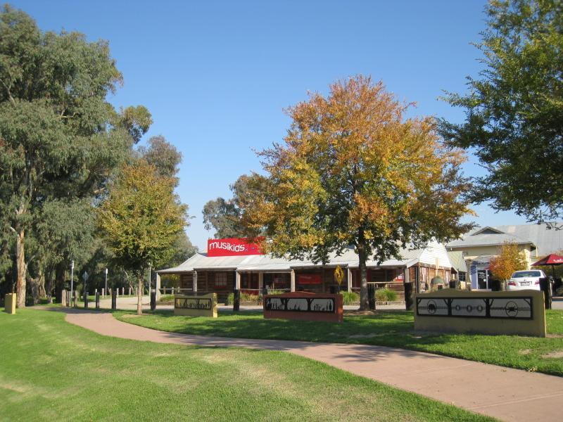 Wodonga - Gateway Village, Gateway Island: Musikids studio and park fronting Byrne Lagoon