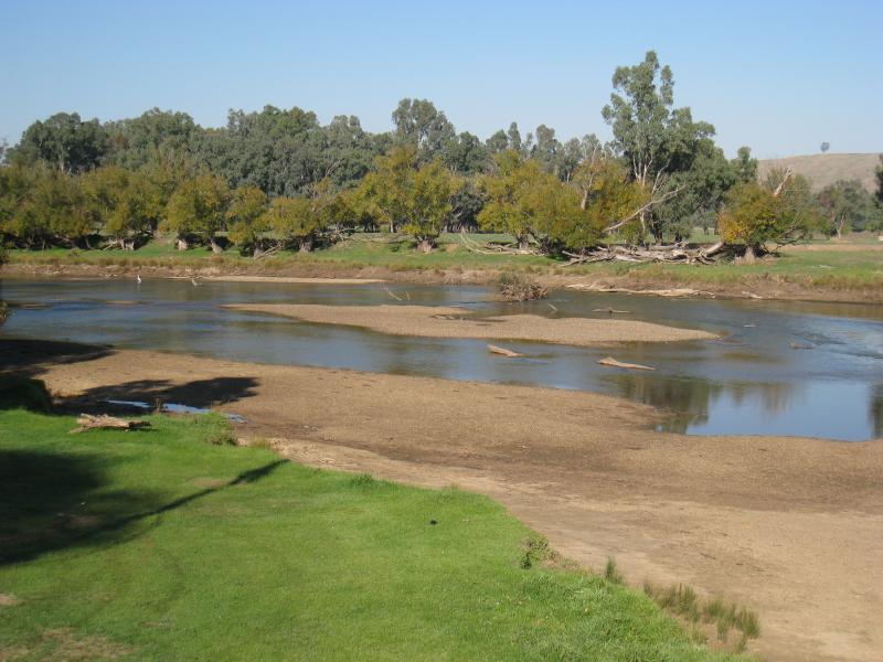 Wodonga - Bonegilla Island (access only via Waterworks Road, East Albury): View west across river from park on southern side of bridge