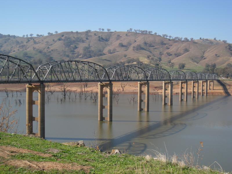 Wodonga - Lake Hume at Bethanga Bridge: View south-east along bridge over Lake Hume