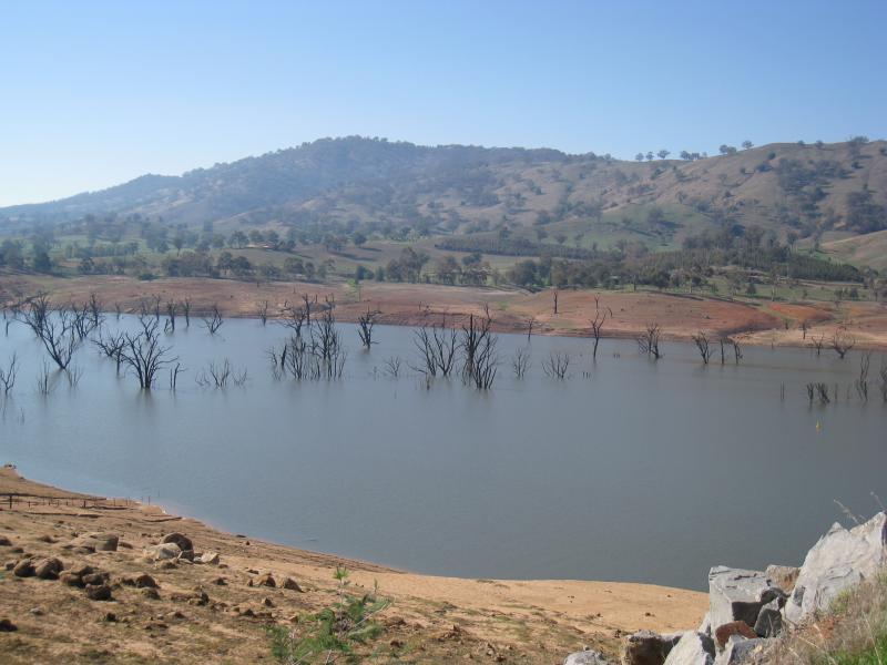 Wodonga - Lake Hume at Bethanga Bridge: View east across Lake Hume from northern side of bridge