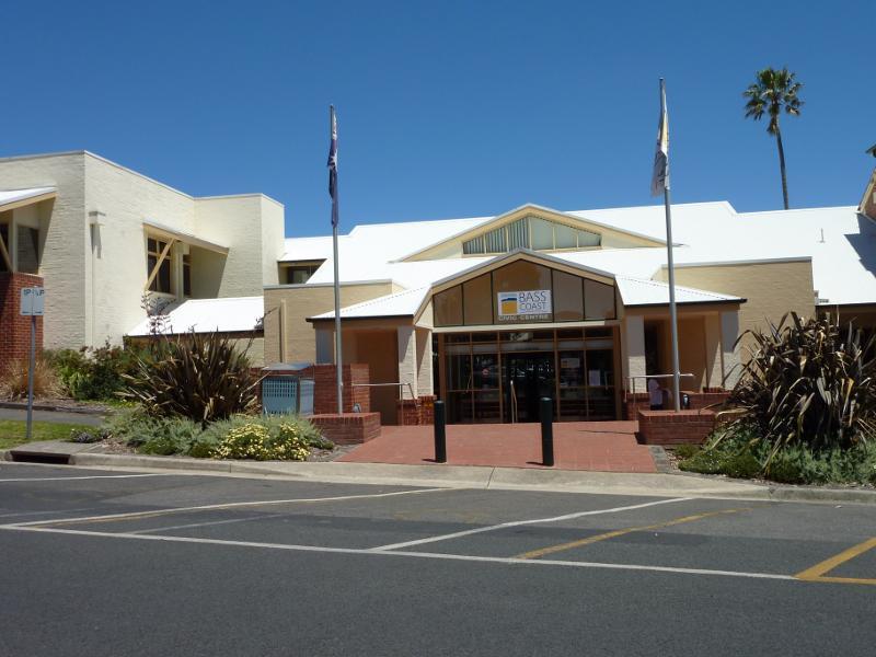 Wonthaggi - Watt Street and gardens along centre of southern end of McBride Avenue: Bass Coast Shire Civic Centre, west side of McBride Av