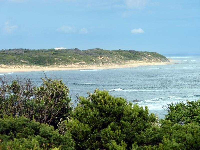 Wonthaggi - Harmers Haven Beach, off Viminaria Road: South-easterly view towards Cape Paterson from top of steps to beach
