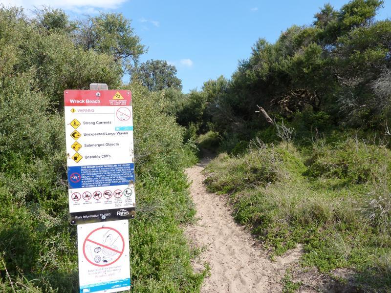 Wonthaggi - Wreck Beach, off southern end of Berrys Road: Pathway from car park