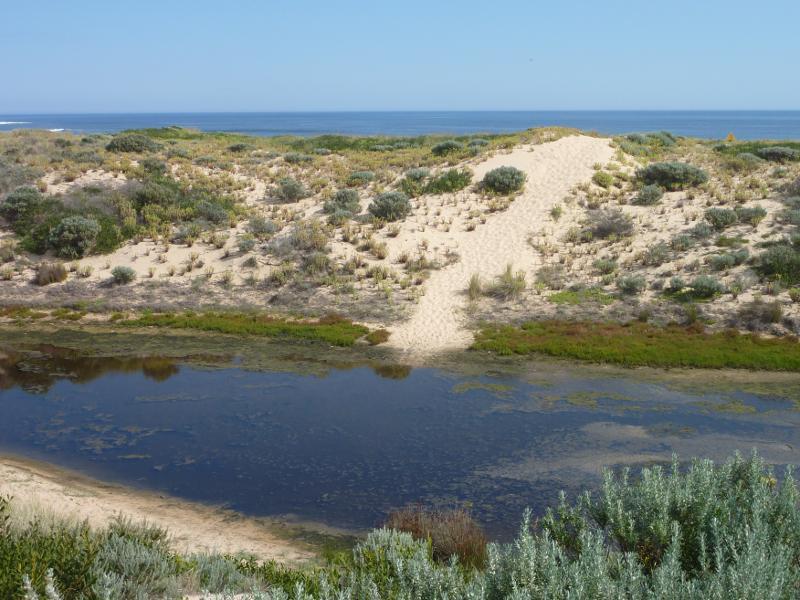 Wonthaggi - Wreck Beach, off southern end of Berrys Road - View over lagoon towards sand dunes and ocean