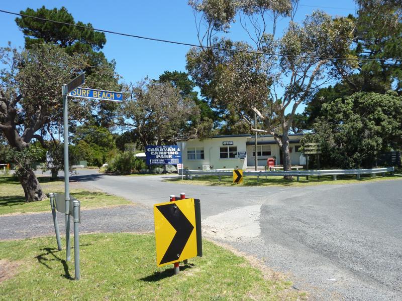 Wonthaggi - Cape Paterson, town centre along Surf Beach Road: Caravan park, corner Cape Paterson Rd and Surf Beach Rd