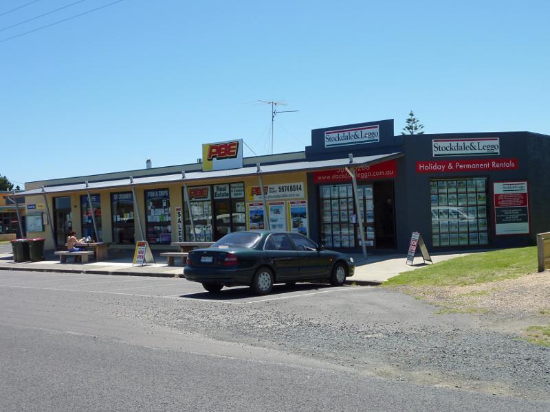 Wonthaggi - Cape Paterson, town centre along Surf Beach Road: Shops along north side of Surf Beach Rd at Market Pl