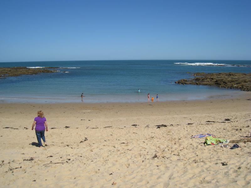 Wonthaggi - Cape Paterson, Bay Beach and boat ramp: View south down to beach from near lookout tower