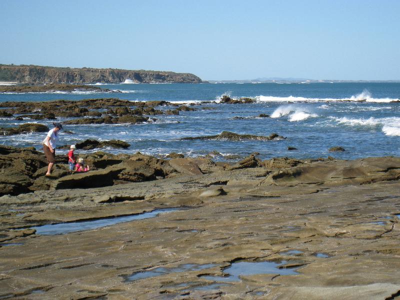 Wonthaggi - Cape Paterson - Bay Beach and boat ramp - South-easterly view from rock platform near boat ramp