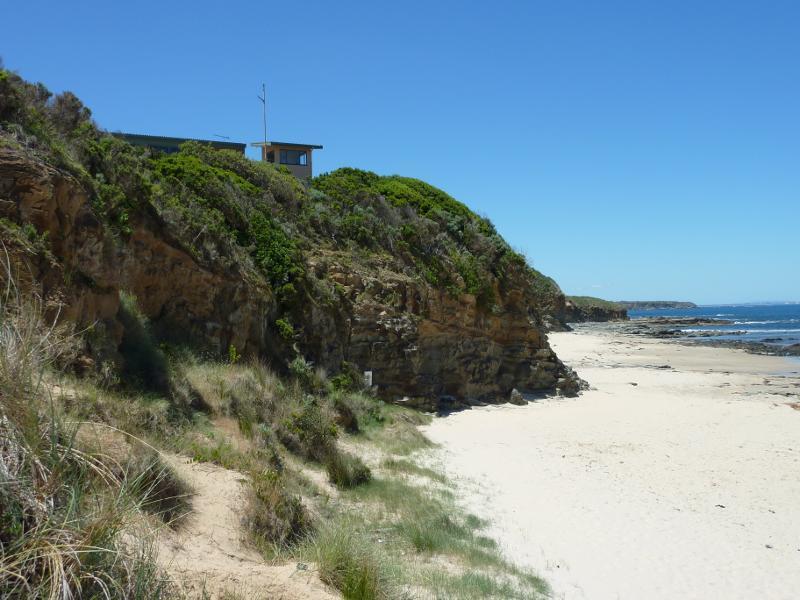 Wonthaggi - Cape Paterson, First Surf Beach near western end of Surf Beach Road: View east along beach