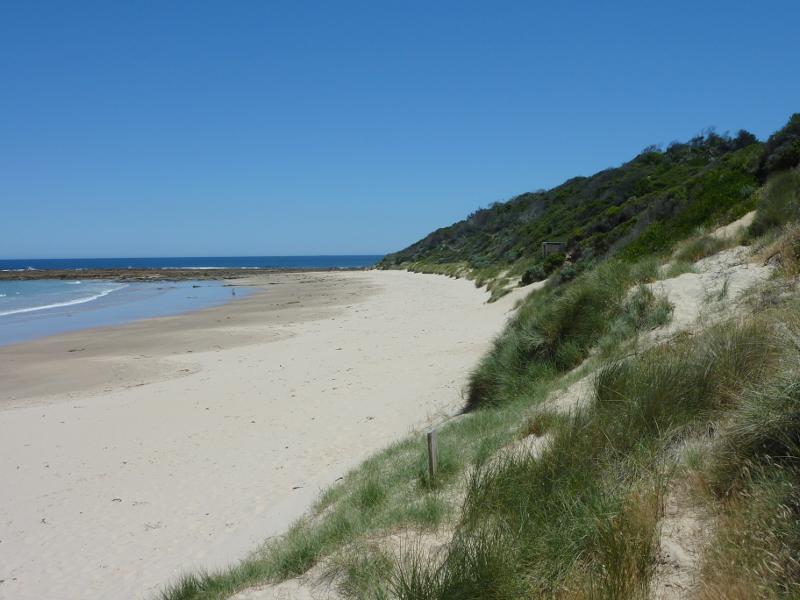 Wonthaggi - Cape Paterson, First Surf Beach near western end of Surf Beach Road: View south-west along beach