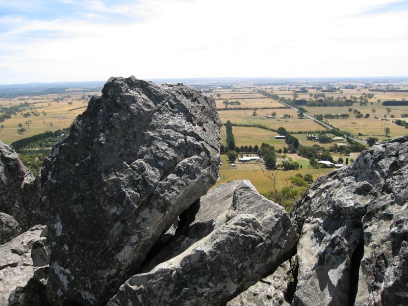 Woodend - Climb to summit of Hanging Rock: View west at Morgan's Lookout
