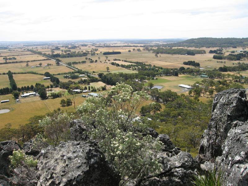 Woodend - Climb to summit of Hanging Rock: View north-west at Morgan's Lookout