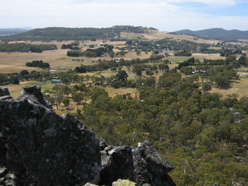 Woodend - Climb to summit of Hanging Rock: View north at Morgan's Lookout