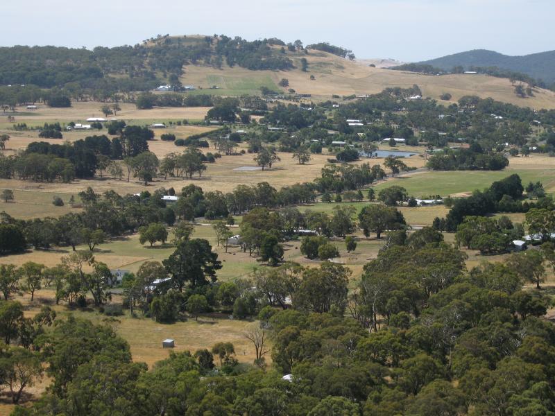 Woodend - Climb to summit of Hanging Rock: View north at Morgan's Lookout