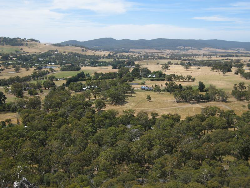 Woodend - Climb to summit of Hanging Rock: View north at Morgan's Lookout