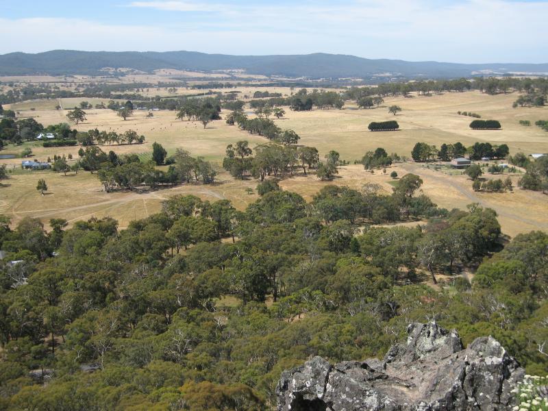 Woodend - Climb to summit of Hanging Rock: View north-east at Morgan's Lookout