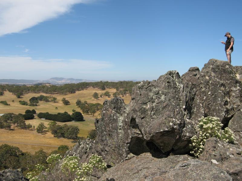 Woodend - Climb to summit of Hanging Rock: View east at Morgan's Lookout