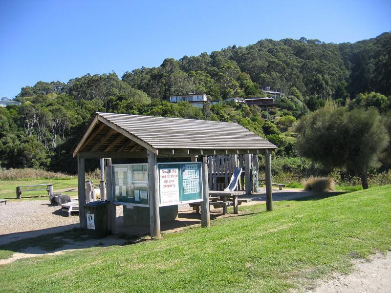 Wye River - General Store area, corner Great Ocean Road and Wongarra Drive - Picnic shelter and playground fronting river, next to general store