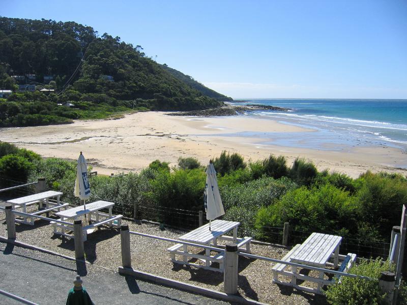 Wye River - Wye Beach Hotel, corner Great Ocean Road and Morley Avenue - North-easterly view along beach from hotel