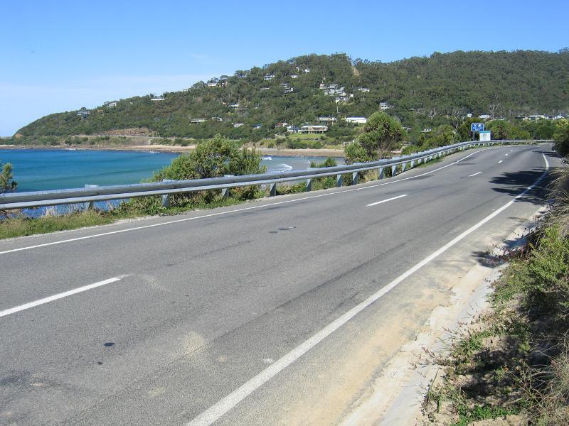 Wye River - Great Ocean Road at northern end of Wye River: View south-west along Great Ocean Road