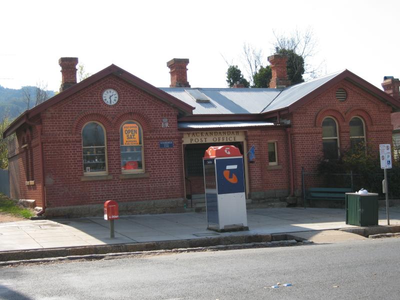 Yackandandah - Shops and commercial centre, High Street between Wellsford Street and Williams Street: Post office, corner High St and Wellsford St
