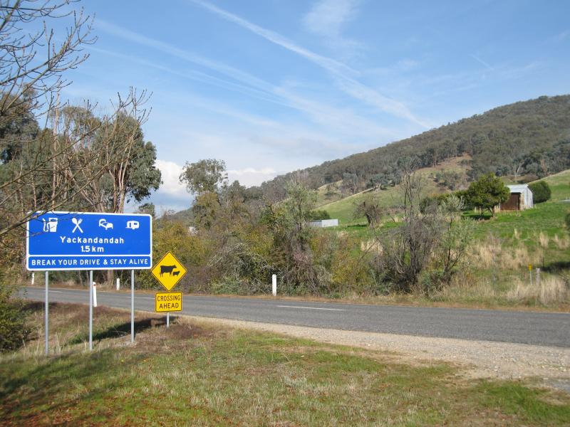 Yackandandah - Beechworth Road, north-west of Yackandandah: View south across road, 1.5 kilometres from Yackandandah