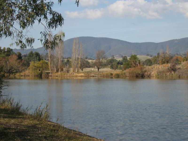 Yackandandah - Allans Flat Reserve and lake, Gap Flat Road: Easterly views across lake from reserve