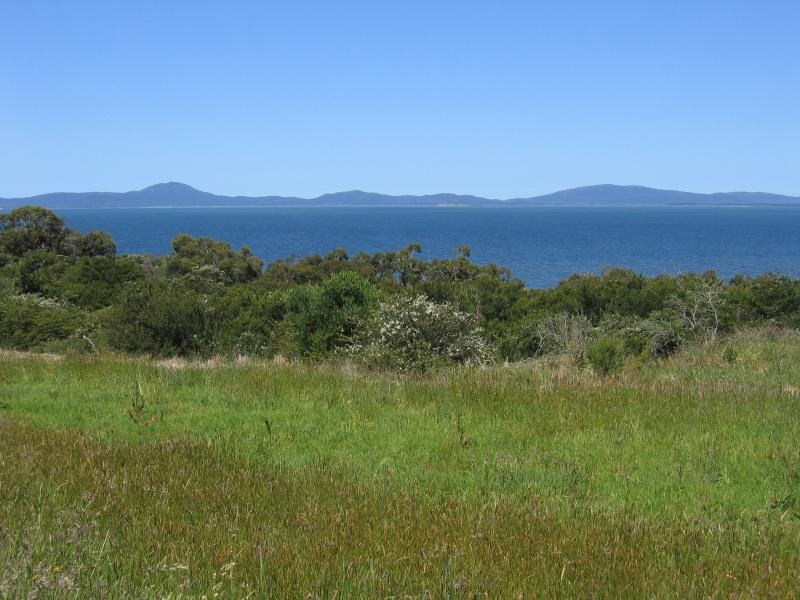 Yanakie - Duck Point and Corner Inlet, Foley Road: View east across Corner Inlet towards Wilsons Promontory from Foley Rd