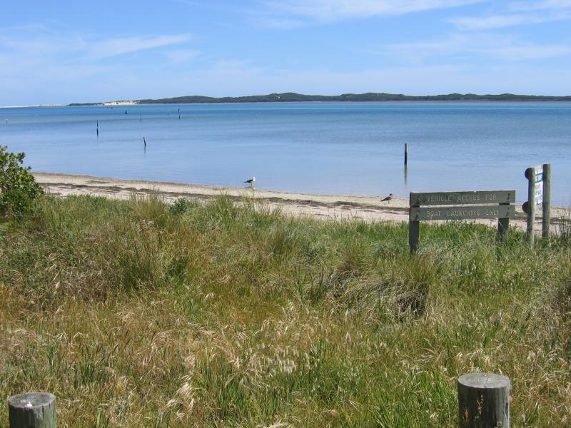 Yanakie - Shallow Inlet at end of Lester Road: View south-west across Shallow Inlet towards Sandy Point