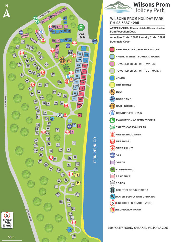 Yanakie Caravan Park - Park map
