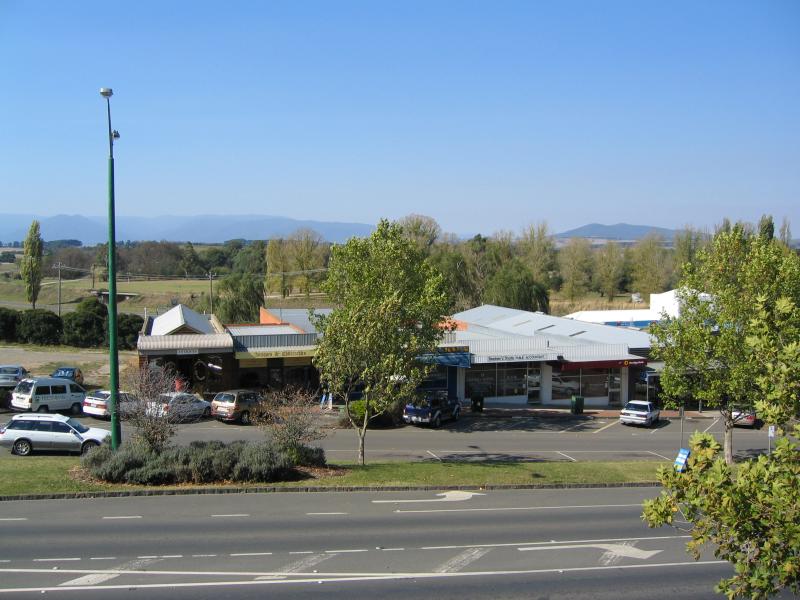 Yarra Glen - Commercial centre and shops, Bell Street: View from Grand Hotel balcony, looking east