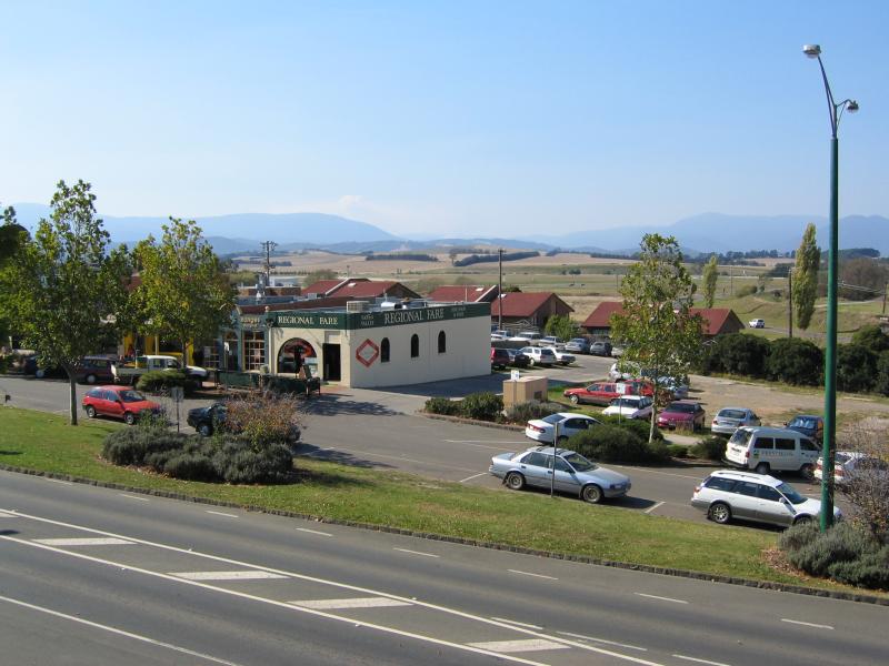 Yarra Glen - Commercial centre and shops, Bell Street: View from Grand Hotel balcony, looking north-east