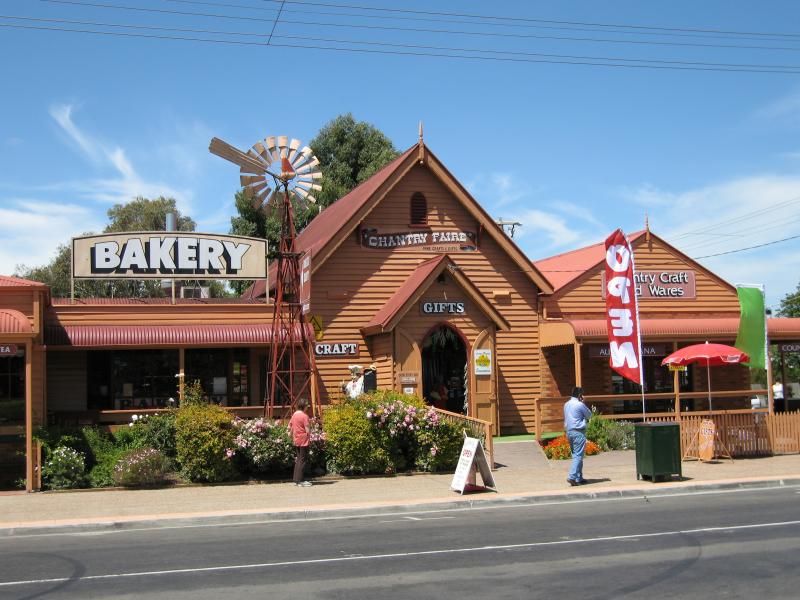 Yarragon - Commercial centre and shops, Princes Highway service road: Bakery, 'Chantry Faire', Country Craft & Wares, corner Loch St and service road