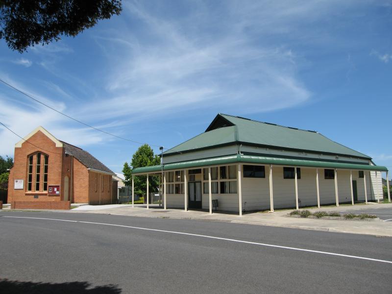 Yarragon - Campbell Street: Hall and Uniting Church, Campbell St
