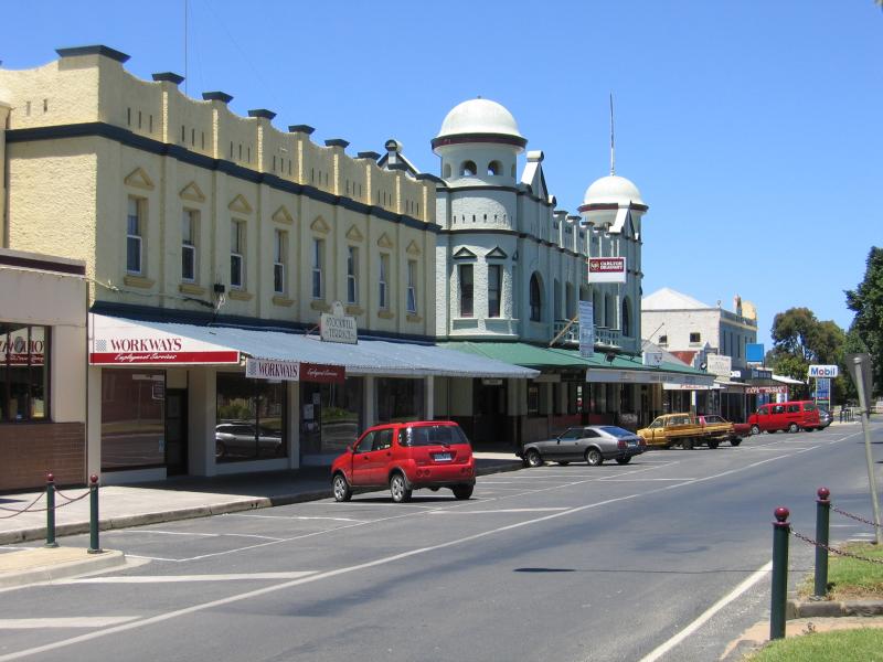 Yarram - Shops, Commercial Road: View south along Commercial Rd at Bland St