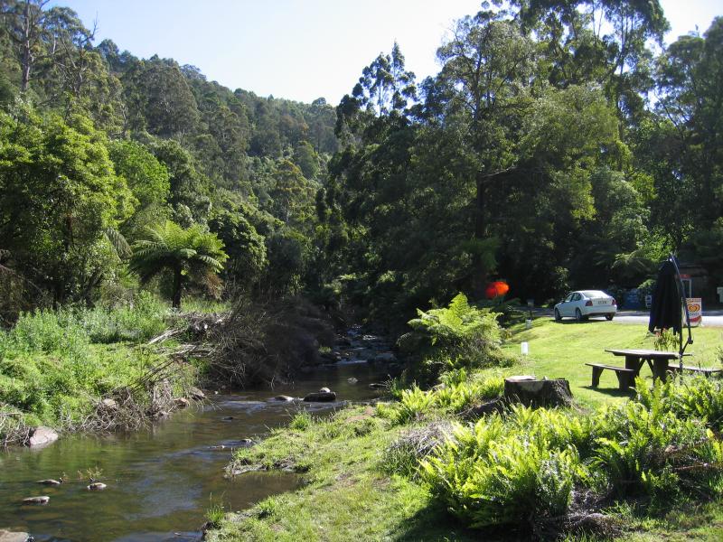 Yarram - Tarra Valley Road, north-west of Yarram: View north-west along Tarra River at Fernholme Caravan Park