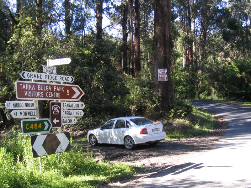 Yarram - Tarra-Bulga National Park: Moorfields Saddle, junction of Tarra Valley Rd and Grand Ridge Rd