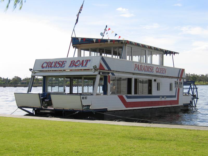 Yarrawonga - Lake Mulwala: Paradise Queen cruise boat, lake foreshore near corner of Bank St and Murphy St