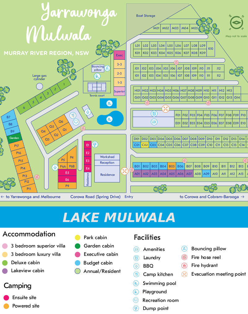 BIG4 NRMA Yarrawonga Mulwala Holiday Park - Park map
