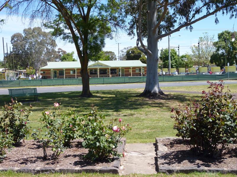 Yea - Yea Fountain Gardens, High Street between The Crescent and Pechell Street: View west through gardens towards bowling club