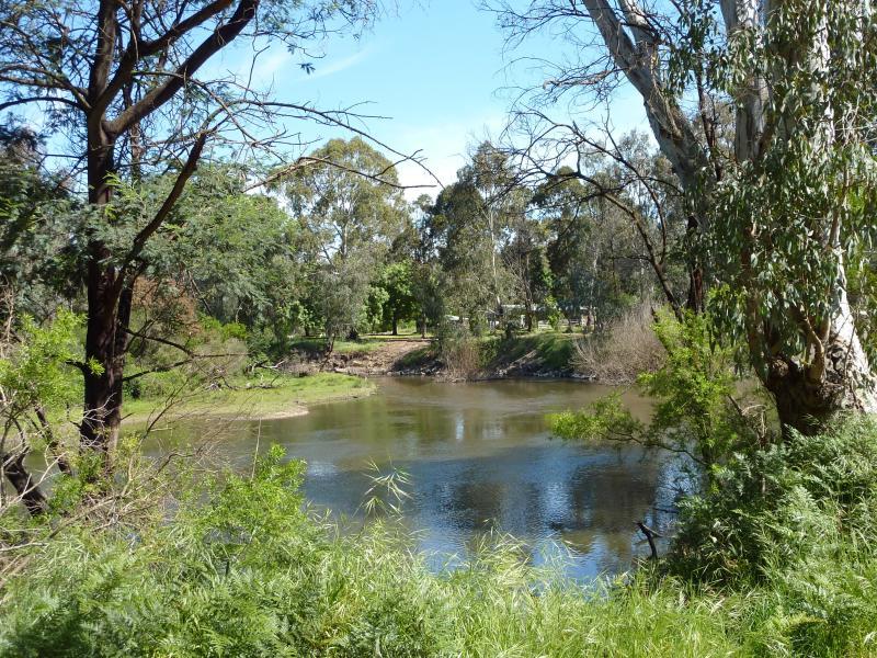 Yea - Goulburn River at the reserve and boat ramp off east side of Ghin Ghin Road - View south across Goulburn River towards junction with Yea River